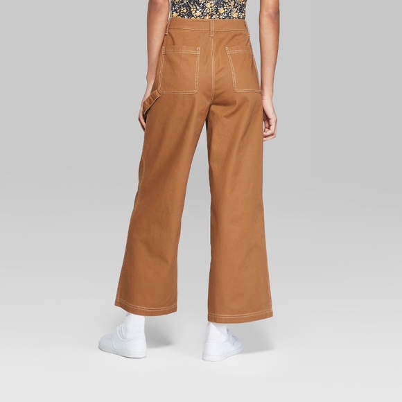 Wild Fable Wide Leg Pocket Pants Brown New - Picture 3 of 5